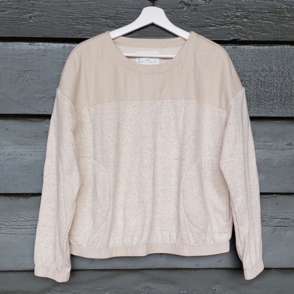 REl Small Cooperative Nook Quilted Sweatshirt Heathered Macadamia Brushed Fleece